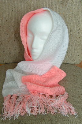 peach and white scarf