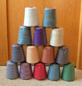 14 cones of yarn